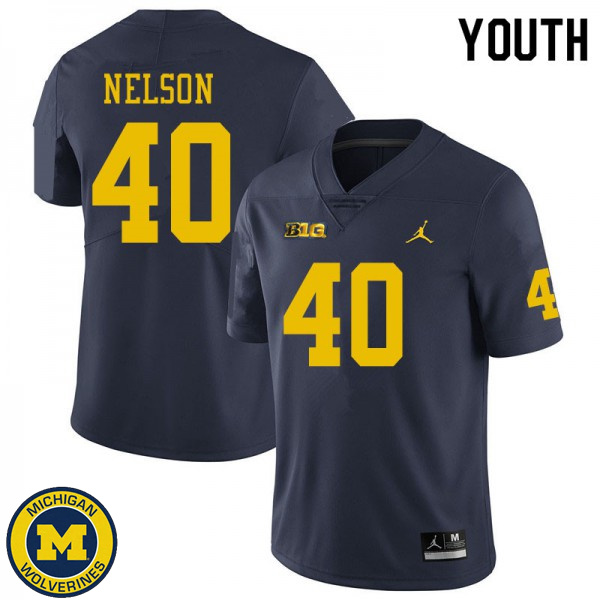 Youth Michigan Wolverines #40 Ryan Nelson Navy NCAA Football Jersey